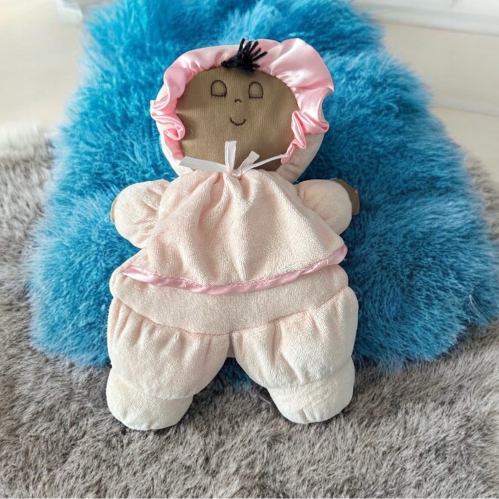Genius Baby My First Lovey Doll AA Black Hair Sleepy Terry Cloth 10” Soft Pink